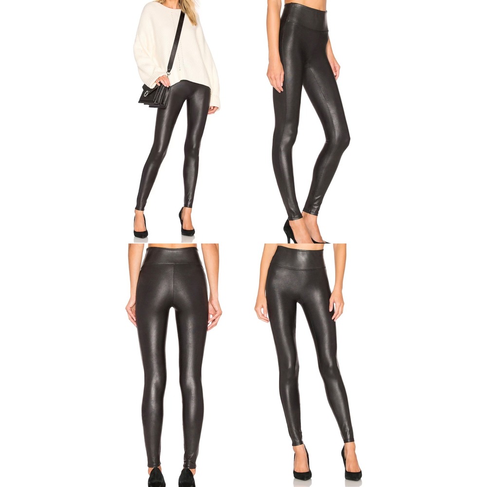 Spanx Faux Leather Leggings Black High Waist Shaper Plus Size 1X 20240R